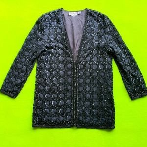 Vintage Scala Silk Beaded Jacket Cardigan